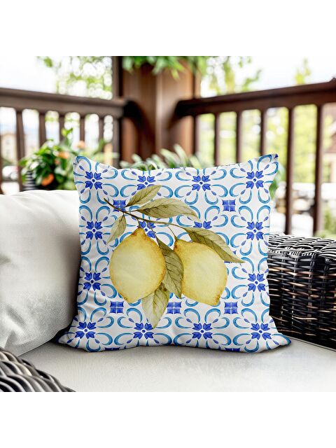 Evmila Bahar Temalı Kadife Kırlent Kılıfı 43x43 Cm Çift Taraf Baskı - S000372699-23173