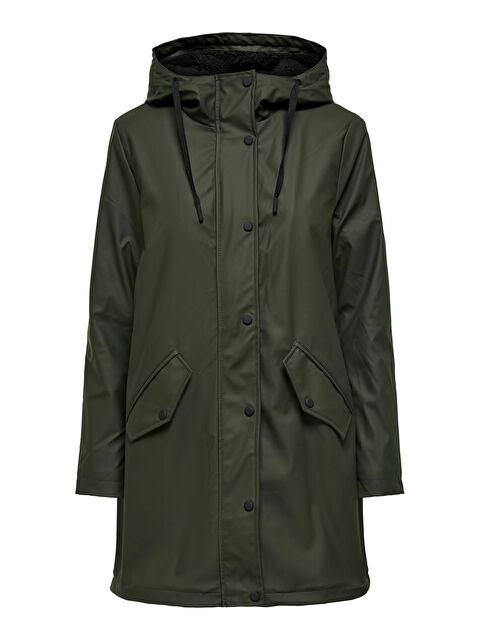 Only Onlsally Su Geçirmez Kapüşonlu Fermuar ve Çıtçıt Kapamalı Regular Fit Kadın Mont - S000226427-18547