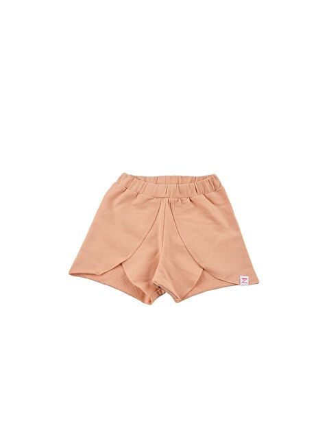 ZEYLAND Kız Çocuk Pudra Bel Lastikli Asimetrik Kesim Şort (4-12Yaş) - S000315353-7152