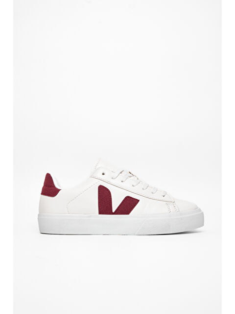 TONNY BLACK Kadın Beyaz Bordo Kauçuk Taban Rahat Bağcıklı Sneaker