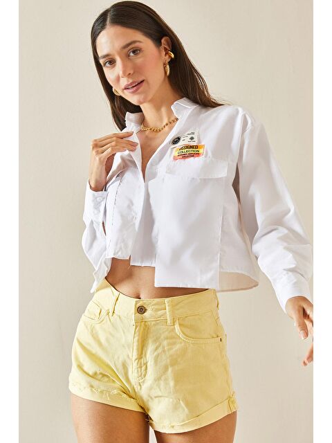 Xhan Beyaz Etiket Detaylı Çift Cepli Gömlek 5YXK2-48576-01 - S000207182-20063