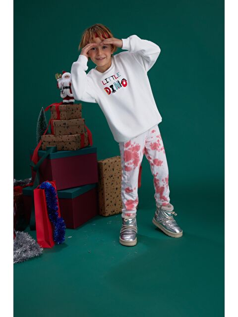 Luess Erkek Çocuk Renkli Nakış Detaylı Sweathsirt Batik Yıkamalı Eşofman Altı 2'li Takım 2Yaş-8Yaş - S000144488-20045