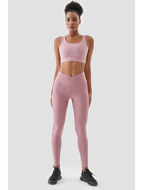 Superstacy Adele V Bel Detaylı Toparlayıcı Gül Spor Tayt