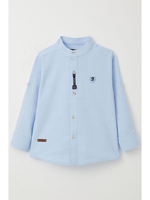 Breeze Erkek Çocuk Gömlek Harf Nakışlı Düğmeli Açık Mavi (3-7 Yaş) - S000294518-17437