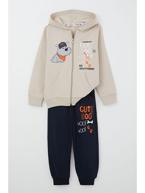 Breeze Erkek Bebek Eşofman Takım Havalı Köpekçik Baskılı Bej (1.5 Yaş) - S000352769-19928