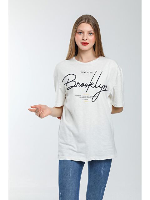 Süperlife Kadın Bisiklet Yaka Oversize Fit Tişort SPR24TSk110 - S000146936-19965