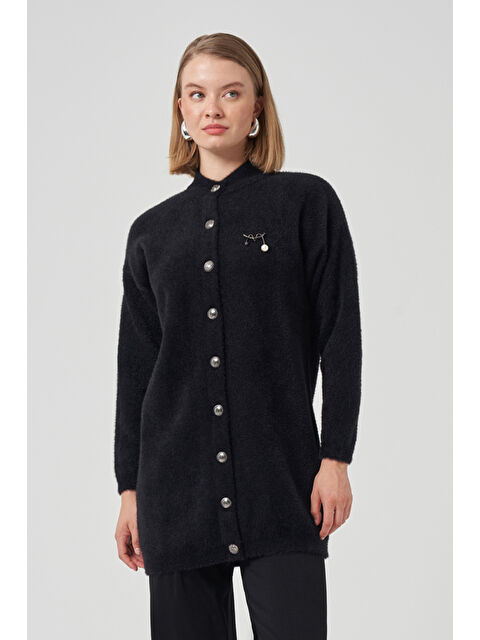 Nuss Düğme Detay Angora Hırka 7005 Siyah - S000480542-19351