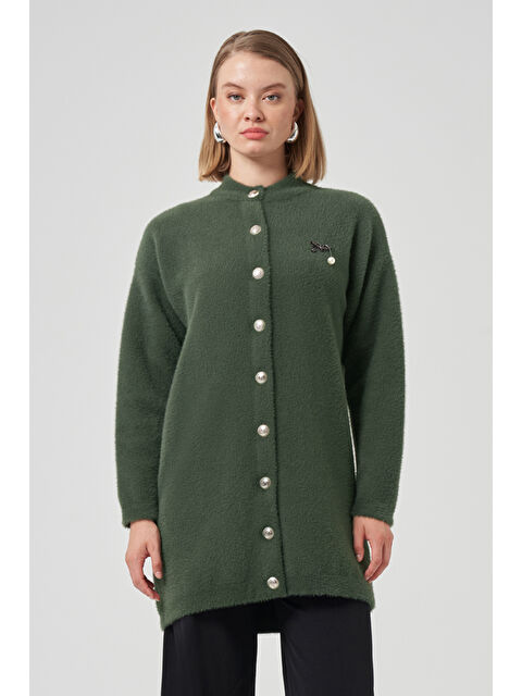 Nuss Düğme Detay Angora Hırka 7005 Haki - S000480542-18547