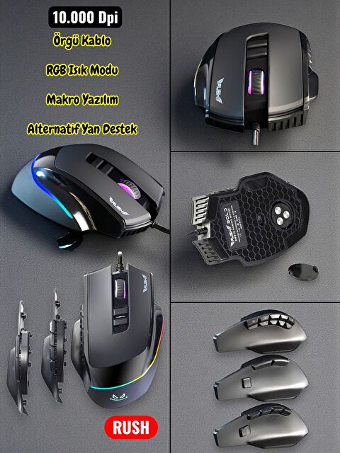 Technow Rush Bold RM878 10.000 DPI RGB Makro Oyuncu Gaming Mouse - S000499794-19351