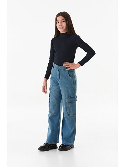 Fullamoda %100 Pamuk Kargo Cepli Kız Çocuk Pantolon - S000325651-17234