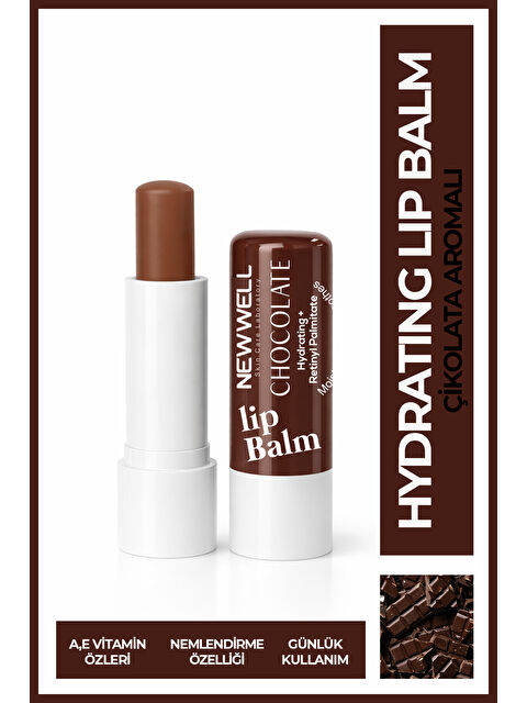 New Well Chocolate Hydrating Lip Balm – Çikolata Aromalı Nemlendirici Dudak Bakım Kremi 4 gr - S000499799-19413