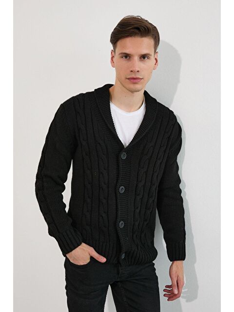 Tarz Cool Erkek  Saç Örgü Şal Yaka Hırka - S000223219-19351