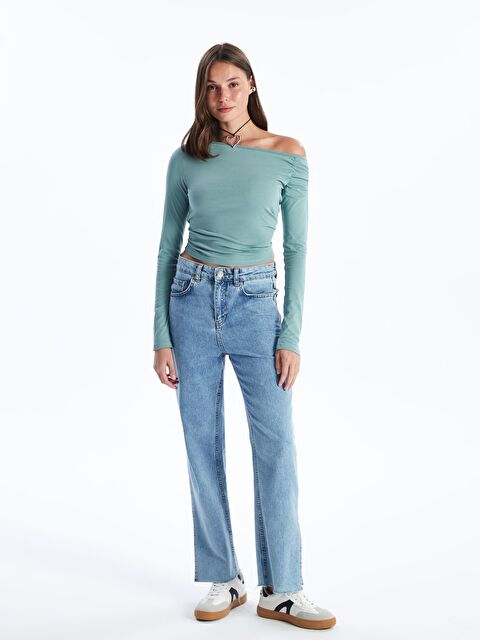 KOOR Kadın Mint Yeşili  Büzgülü Body Bg57-1