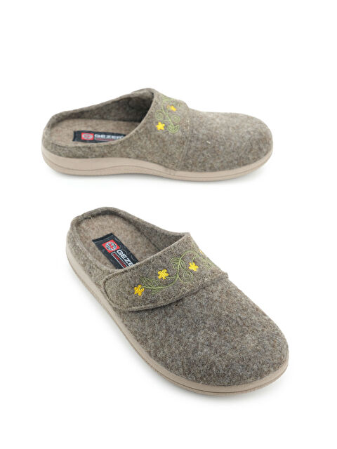 Gezer Kadın Kışlık Nakışlı Tasarım Cırtlı Ayarlanabilir Rahat Taban Ev  Terlik - S000282003-19928