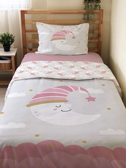 Evmila Çift Taraflı Ay Desenli Çarşafsız Takım Tek Kişilik Nevresim Takımı 160x220 Cm - S000123411-23173