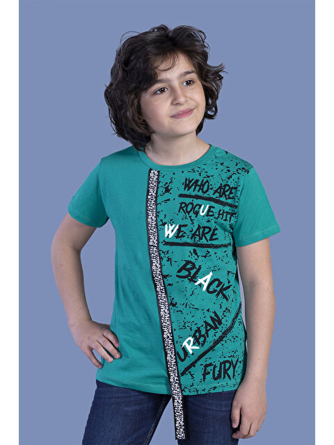 Toontoykids Erkek Çocuk Şerit Detaylı Baskılı Tişört - S000417905-19416