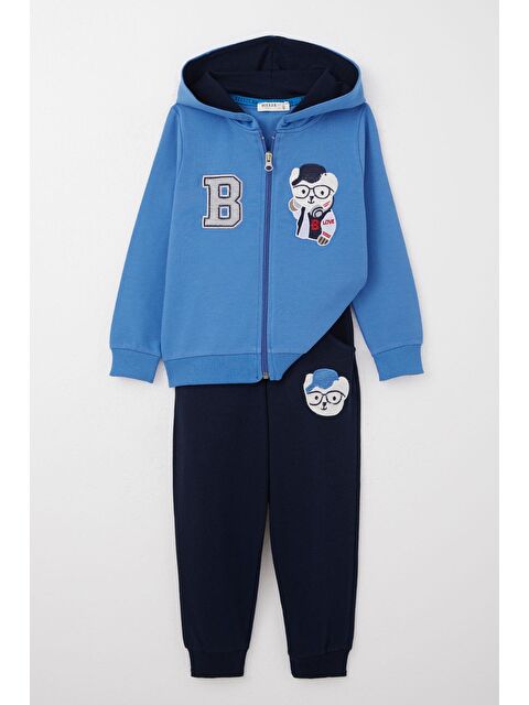 Breeze Erkek Bebek Eşofman Takım Havalı Ayıcık Nakışlı Saks Mavisi (1.5 Yaş) - S000352768-23710