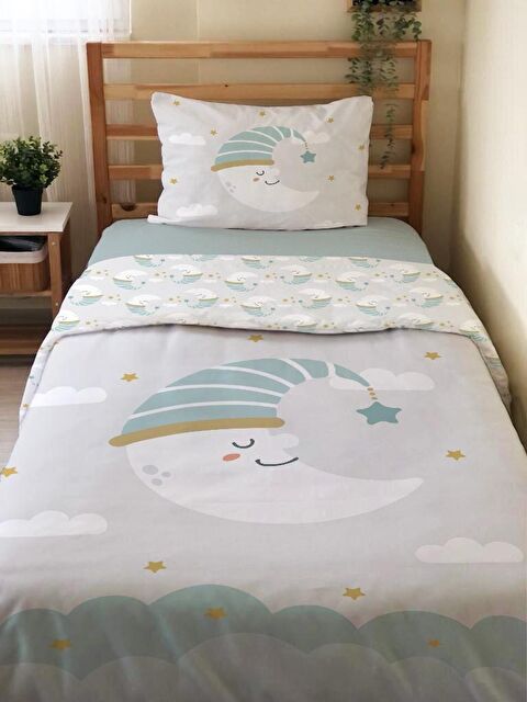 Evmila Çift Taraflı Ay Desenli Çarşafsız Takım Tek Kişilik Nevresim Takımı 160x220 Cm - S000123412-23173