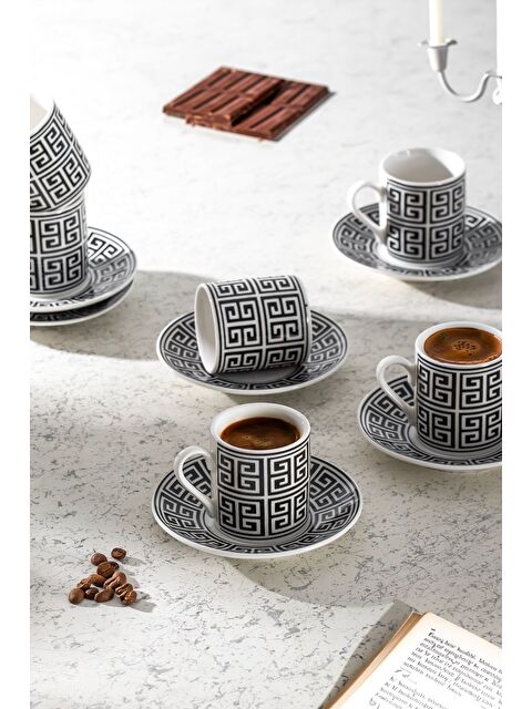 Porsima Yx01 Desenli 6 Kişilik Porselen Fincan Takımı 90c - S000383690-37444