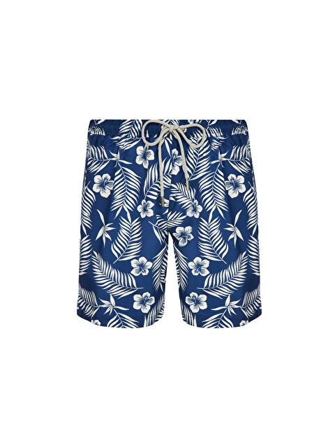 LAPİENO Erkek Deniz Havuz Şortu Desenli Lang S245 Koyu Lacivert - S000191630-29672