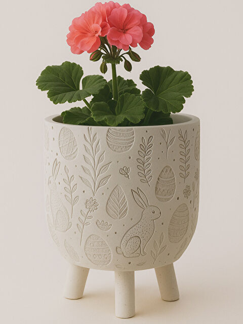 Havalı Tasarım Tavşan Model Ayaklı Saksı Büyük Boy - S000414091-20063