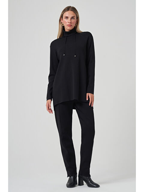 Nuss Dik Yaka Sweat Pantolon Triko Takım 1353 Siyah - S000468375-19351