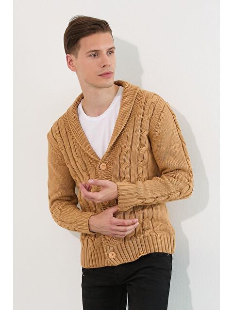 Tarz Cool Erkek  Saç Örgü Şal Yaka Hırka - S000223219-19413