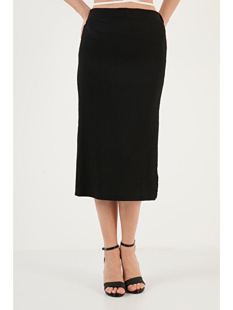 Lela Yüksek Bel Yırtmaçlı Dar Kesim Midi Kadın Etek 5865600 - S000189032-19351