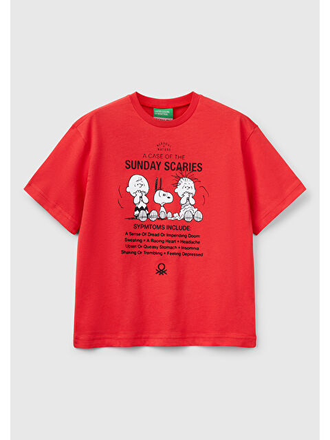 United Colors Of Benetton Erkek Çocuk Kırmızı Peanuts Baskılı Tişört - S000356893-20045