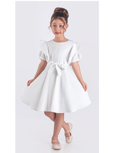 Pina Kids Kız Çocuk Gül Detaylı Kısa Kollu Elbise - S000344329-20063