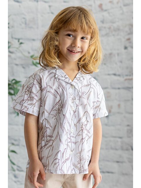 ZEYLAND Erkek Çocuk Yaprak Desenli Dokuma Gömlek - S000316455-19928