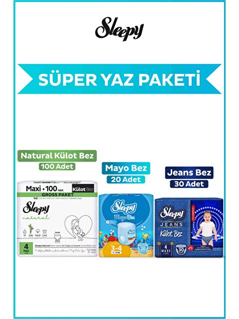 Sleepy Jeans Külot Bez 4 Numara Maxi 30 Adet+Mayo Külot Bez 20 Adet+Natural Gross Külot Bez 100 Adet - S000401638-10231