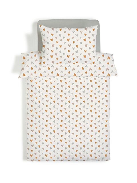 Evmila Çift Taraflı Kalp Desenli Çarşafsız Takım Tek Kişilik Nevresim Takımı 160x220 Cm - S000123415-23173
