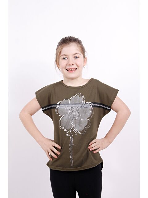 Toontoykids Kız Çocuk Çiçek Şeritli Tişört - S000255240-18547