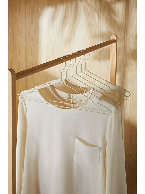 Ocean Home Textile 6'lı Mat Beyaz Renk Kauçuk Kaplamalı Metal Giysi Askısı 20.50 x 42 x 0.3 cm - S000276489-20063