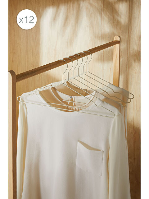 Ocean Home Textile 12'li Mat Beyaz Renk Kauçuk Kaplamalı Metal Giysi Askısı 20.50 x 42 x 0.3 cm - S000276488-20063