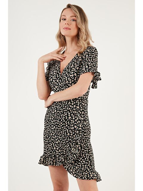 Lela Kruvaze Yaka Fırfır Detaylı Mini Elbise Kadın Elbise 5865076 - S000144557-19351