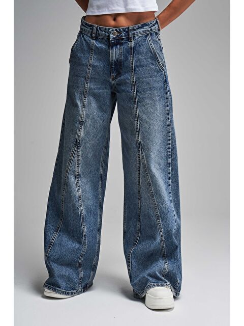 It's Basic Kadın T.Kot Rengi Palazzo Fit Tasarım Denim - S000290830-17234