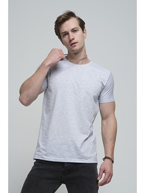 Oksit Slim Fit Likralı Bisiklet Yaka Erkek Basic Tişört - S000124713-74