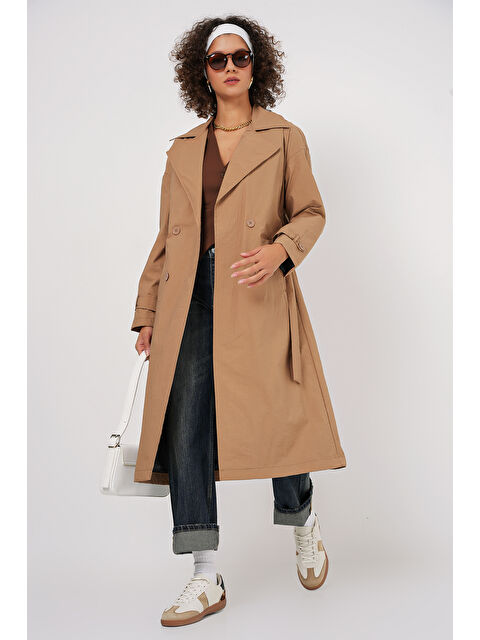 Bigdart 5936 Kruvaze Yaka Trençkot - Bisküvi - S000291641-19928