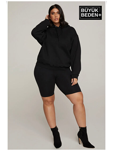 Süperlife Kadın Büyük Beden Kapüşonlu Sweatshirt - S000302888-19351