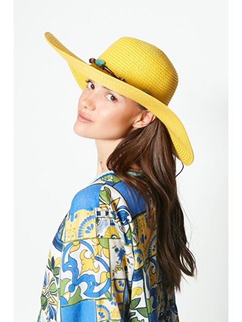 C&City Hasır Plaj Şapkası Y87300-04 Sarı - S000216761-20072