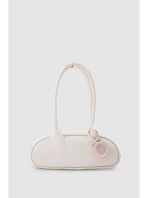 Shulebags Lisse Charmlı Oval Baget Çanta Krem