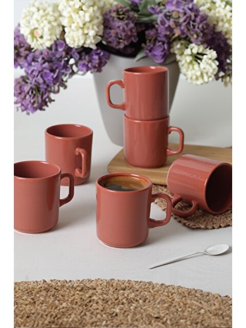 Keramika Kızıl Kahve Formart Kupa 8 Cm 6 Adet - S000175198-19957