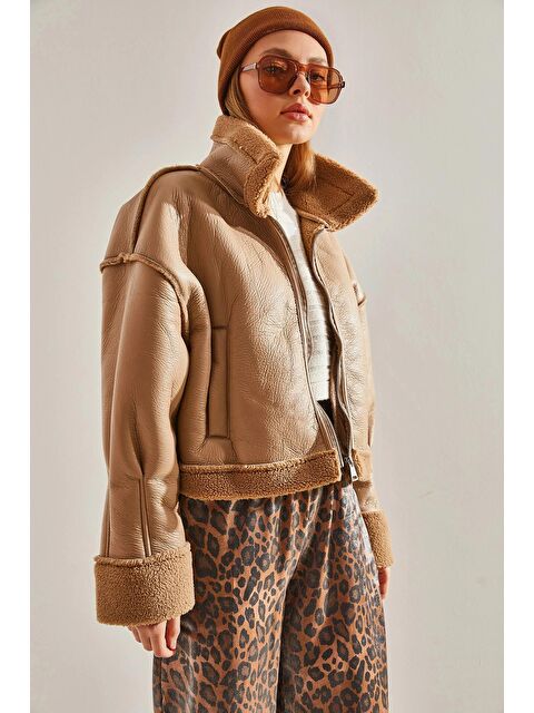 SHADE Kadın Kol Pile Detay Lamine Deri Roder Mont - S000136753-19928