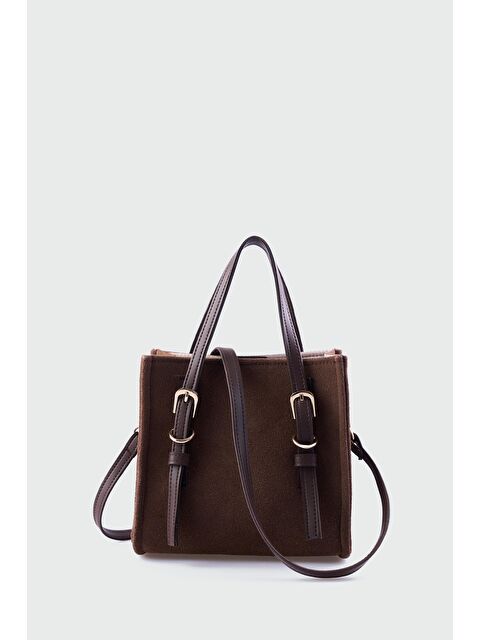 Shulebags Luxe Kemer Detaylı Süet Çapraz Çanta Kahve - S000458126-19413