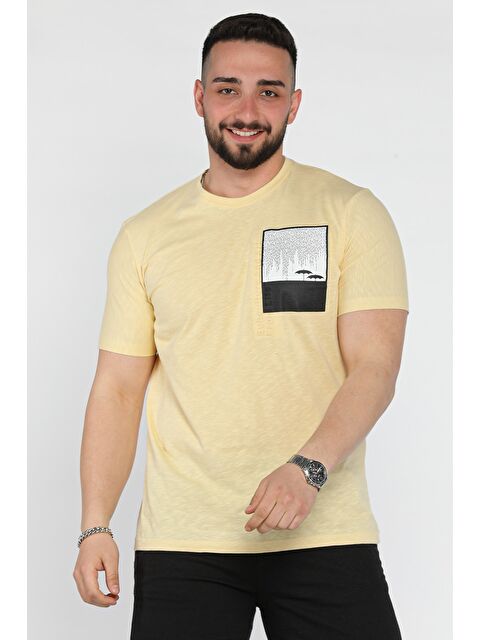 Mishar İtalia Baskılı Bisiklet Yaka Erkek Tişört - S000372930-7379