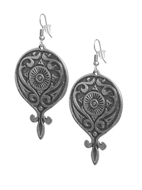 Labalaba Kadın Antik Gümüş Kaplama Barok Desen Sallantılı Model Küpe - S000458131-23173