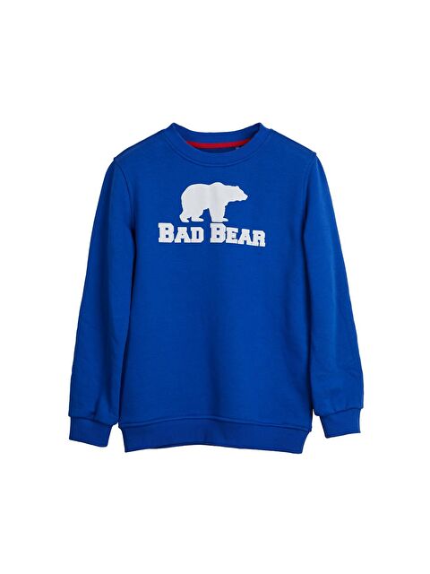 Bad Bear Logo Saks Mavisi Çocuk Baskılı Sweatshirt - S000268415-23710