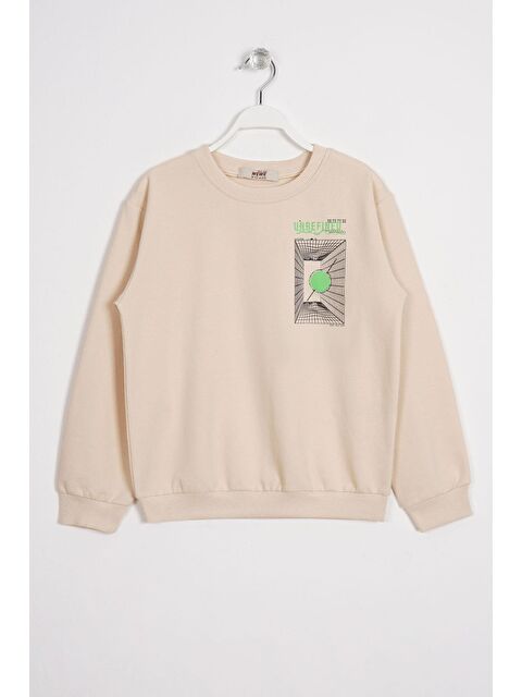 Zepkids Ön Arka Dijital Baskı Detaylı Taş Renk Erkek Çocuk Sweatshirt - S000356942-25636